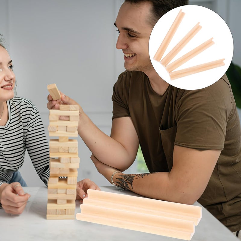 ERINGOGO 4pcs Wooden Domino Holders for Mexican Train Dominoes Mahjong - Decorative Racks Display Holder Tray for Cards, Letters, Mini Toys, Quirkle Push, 19x2.3cm - Image 5